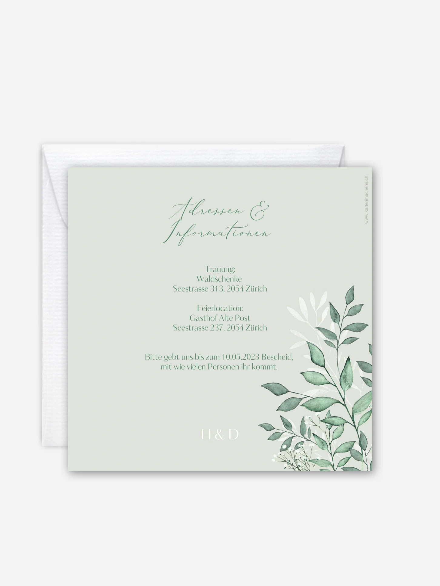 Hochzeitseinladung Sage Leaves