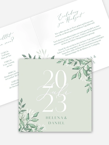 Hochzeitseinladung Sage Leaves