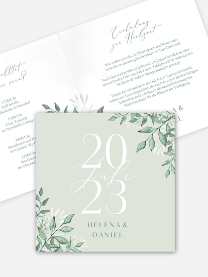 Hochzeitseinladung Sage Leaves