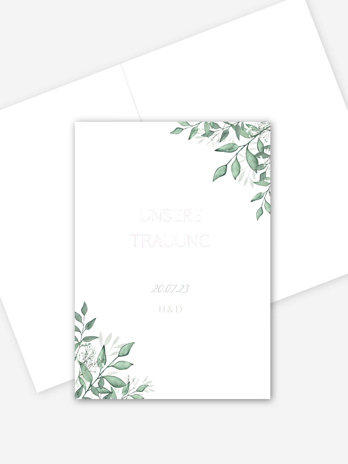 Kirchenheft Hochzeit Sage Leaves