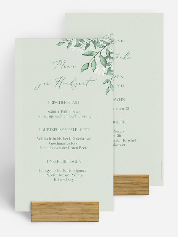 Menükarte Hochzeit Sage Leaves