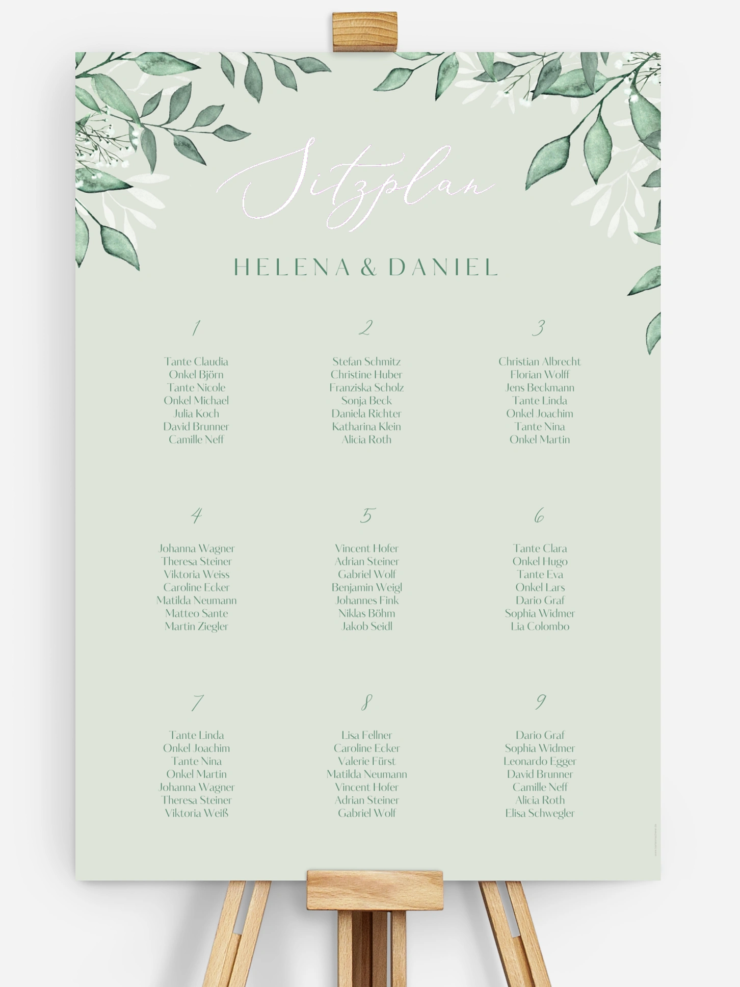 Sitzplan Plakat Sage Leaves