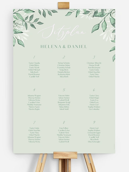 Sitzplan Plakat Sage Leaves