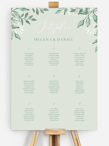 Sitzplan Plakat Sage Leaves