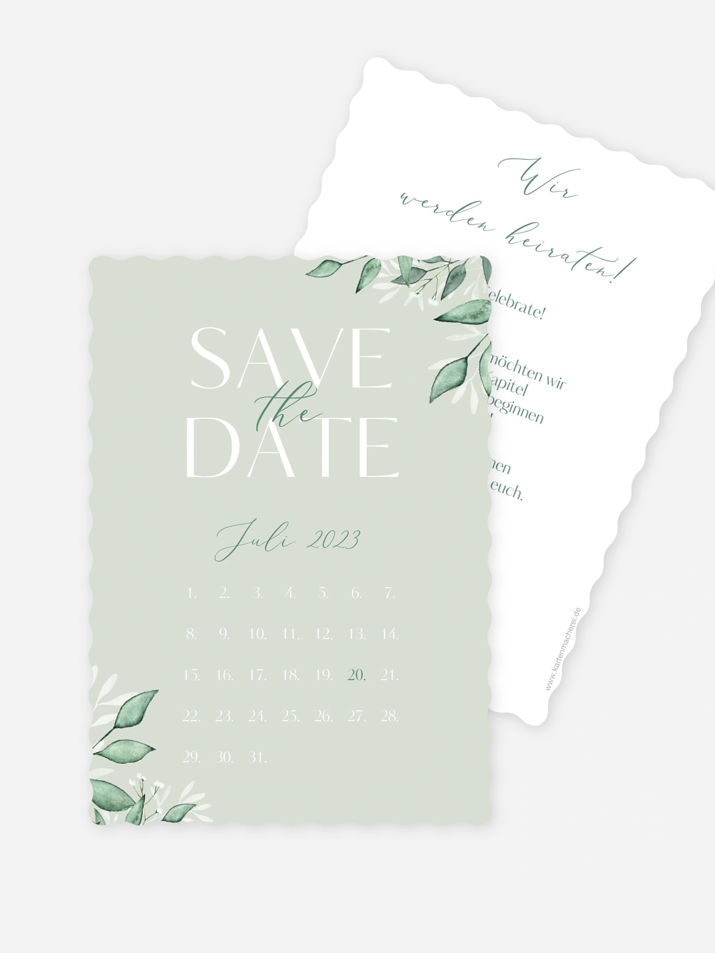 Save-the-Date Karte Sage Leaves
