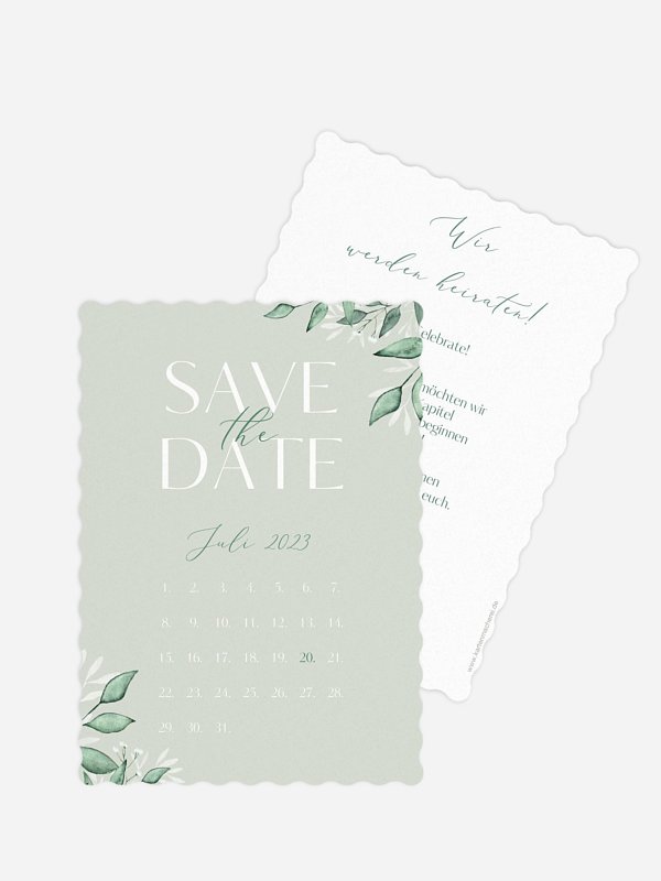 Save-the-Date Karte Sage Leaves