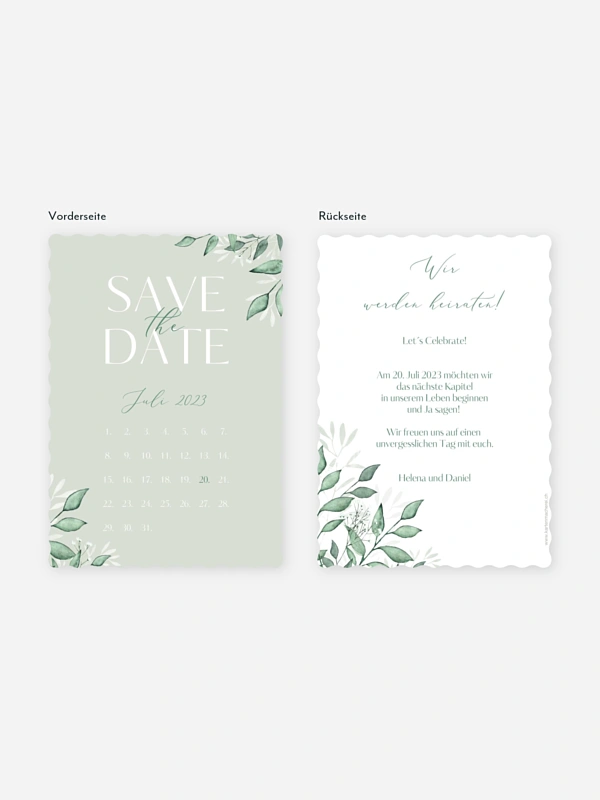 Save-the-Date Karte Sage Leaves