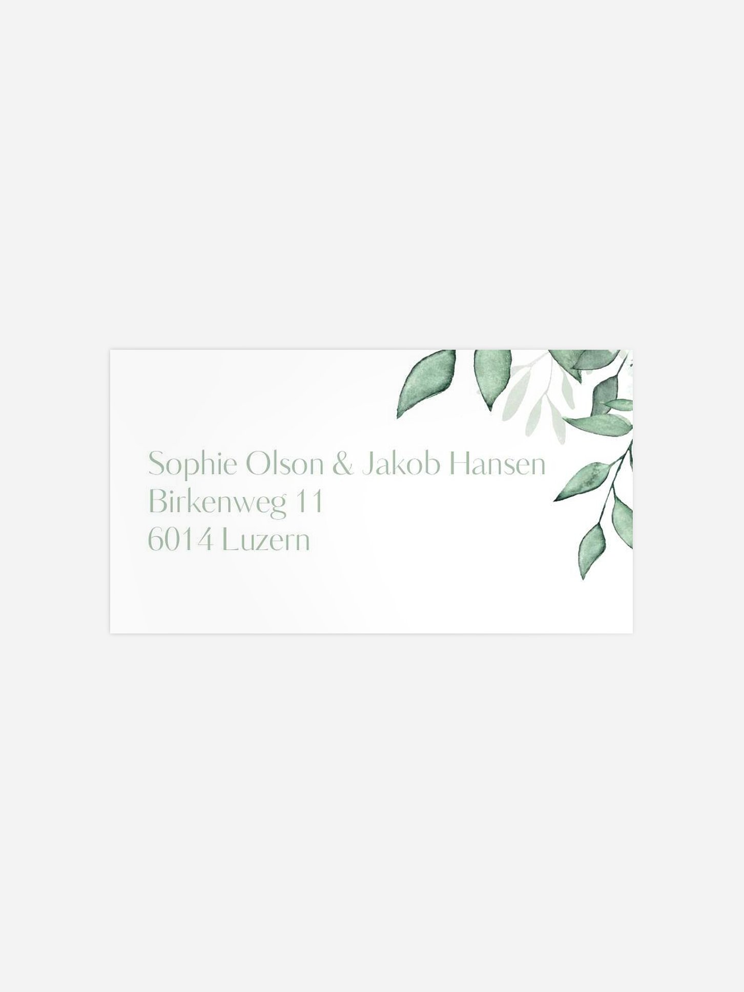 Empfängeraufkleber Hochzeit Sage Leaves