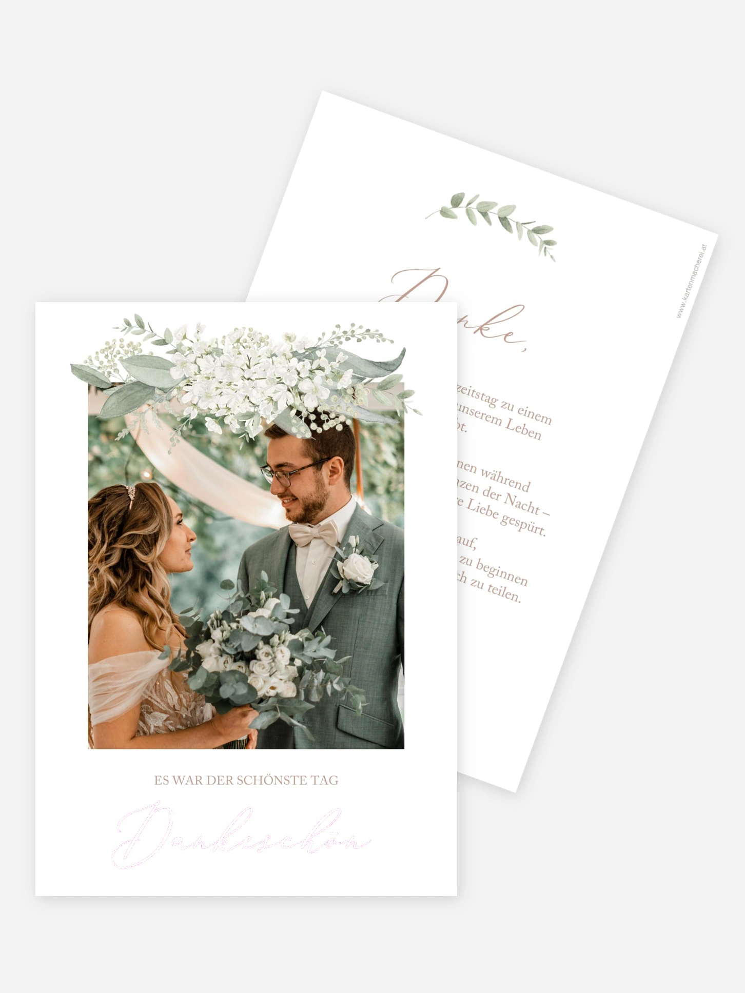 Dankeskarte Hochzeit Soft Sage