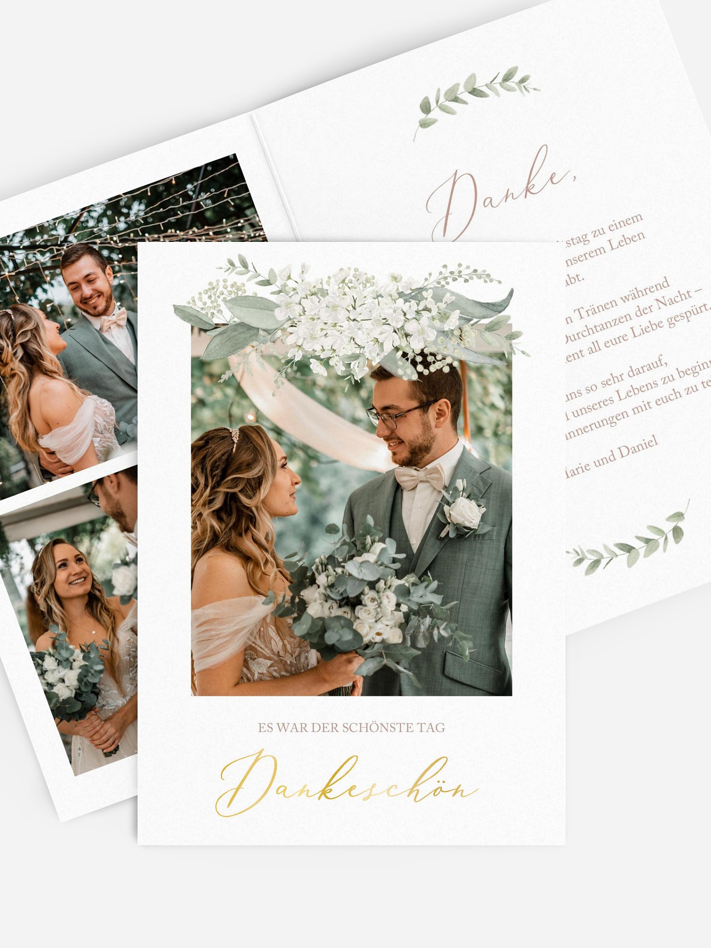 Dankeskarte Hochzeit Soft Sage