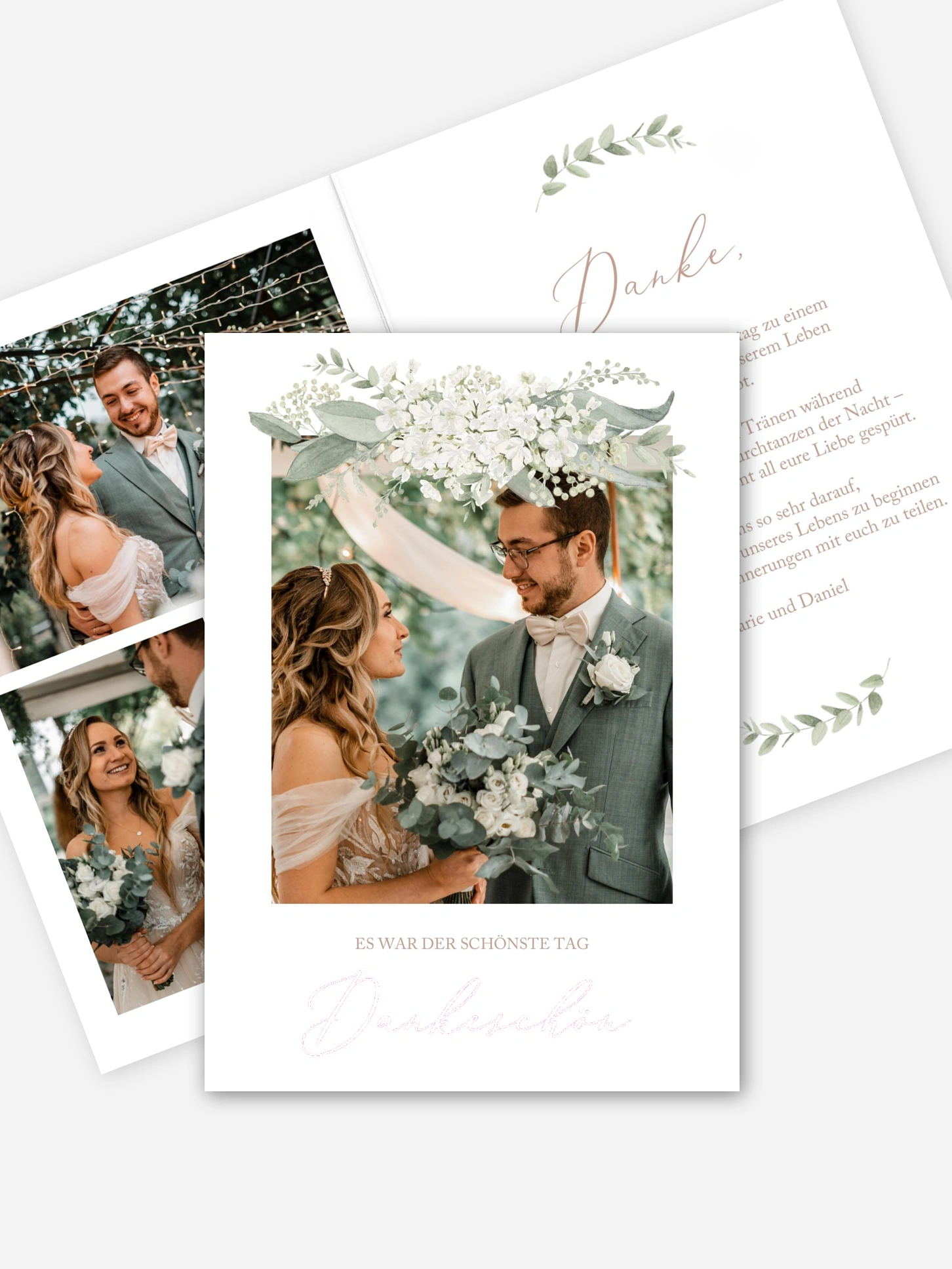 Dankeskarte Hochzeit Soft Sage