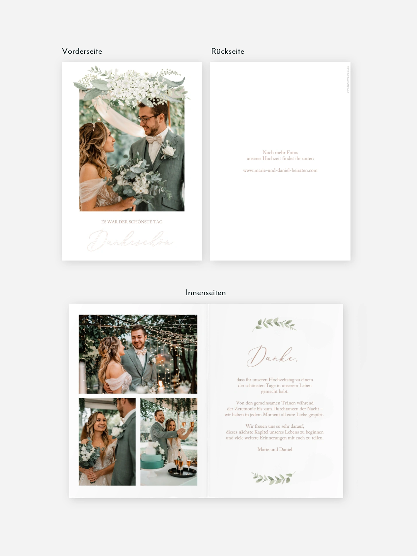 Dankeskarte Hochzeit Soft Sage
