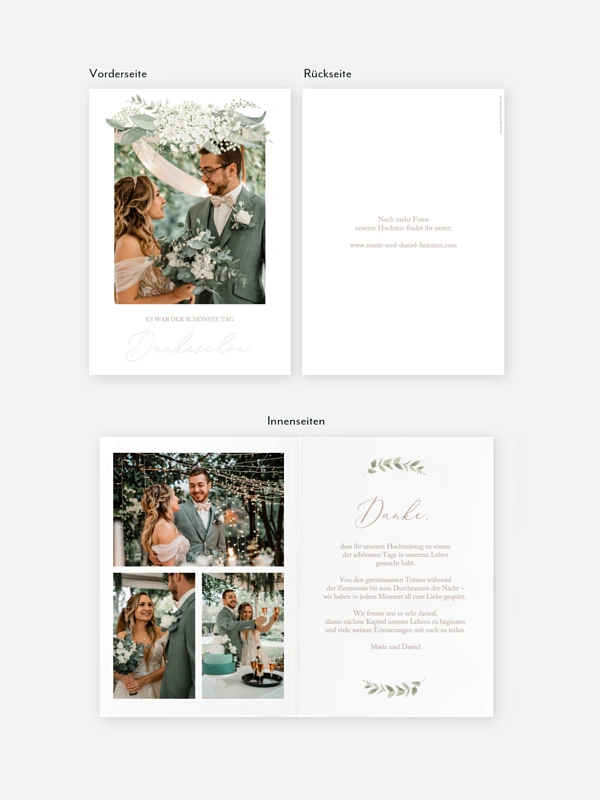 Dankeskarte Hochzeit Soft Sage