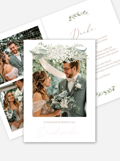 Dankeskarte Hochzeit Soft Sage