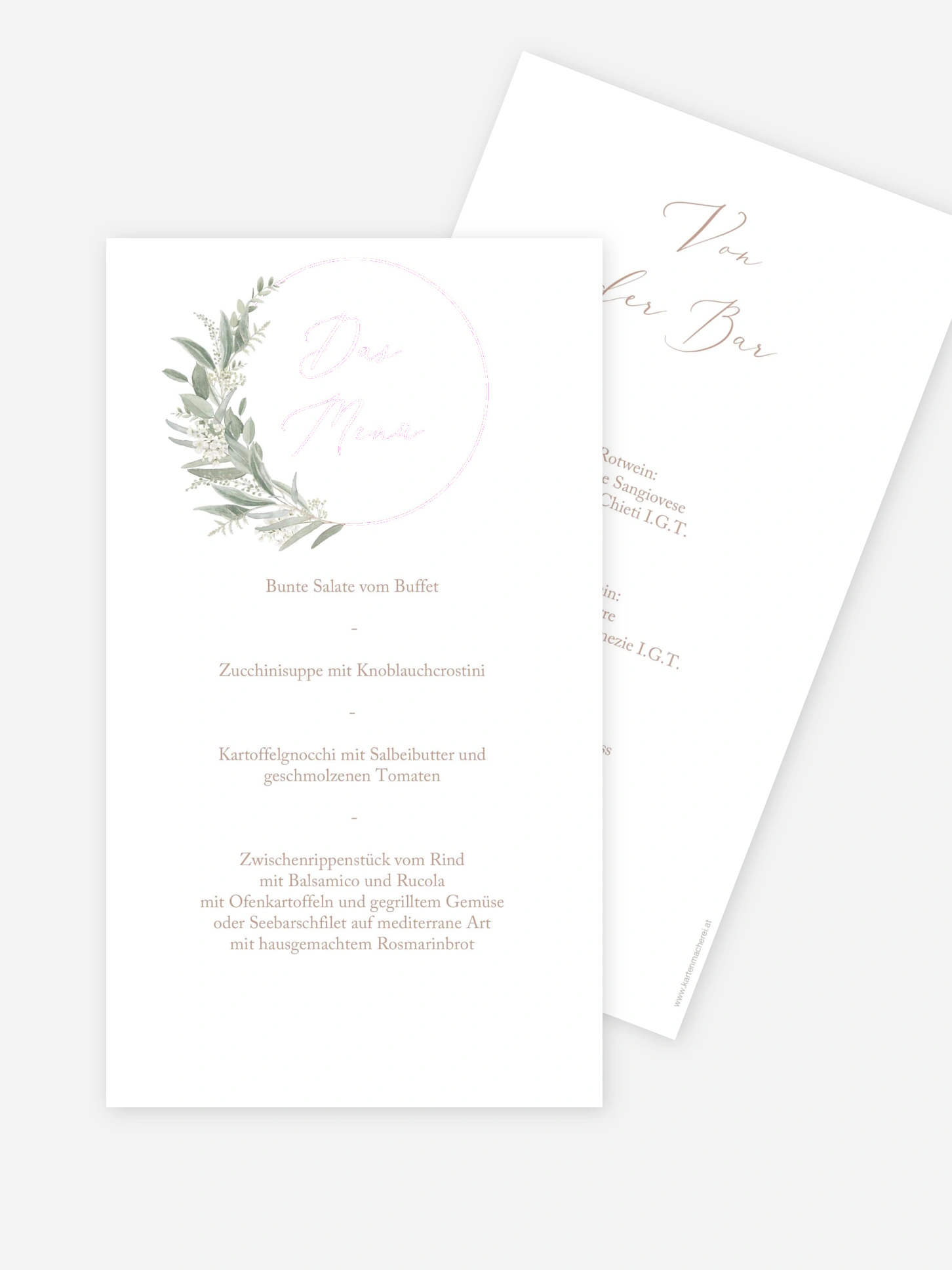 Menükarte Hochzeit Soft Sage