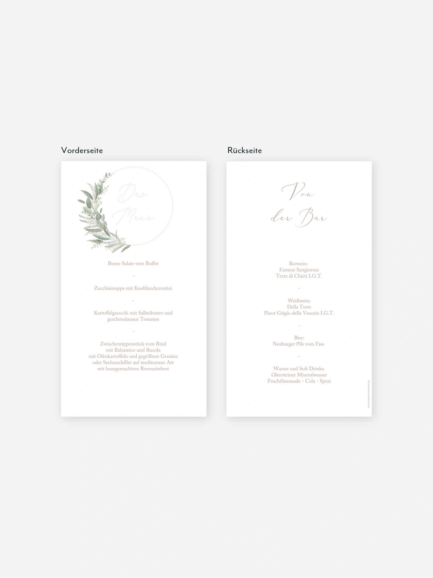 Menükarte Hochzeit Soft Sage