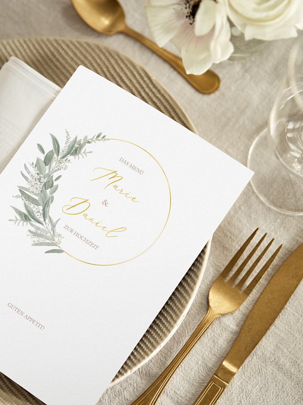 Menükarte Hochzeit Soft Sage