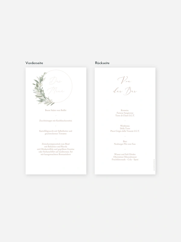 Menükarte Hochzeit Soft Sage