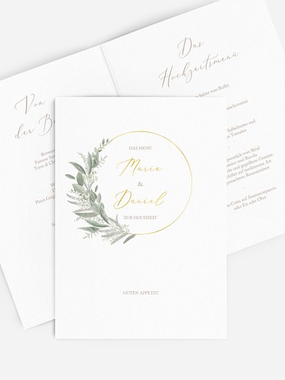 Menükarte Hochzeit Soft Sage