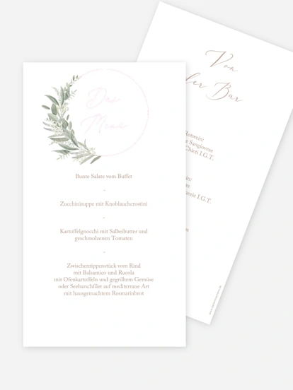 Menükarte Hochzeit Soft Sage
