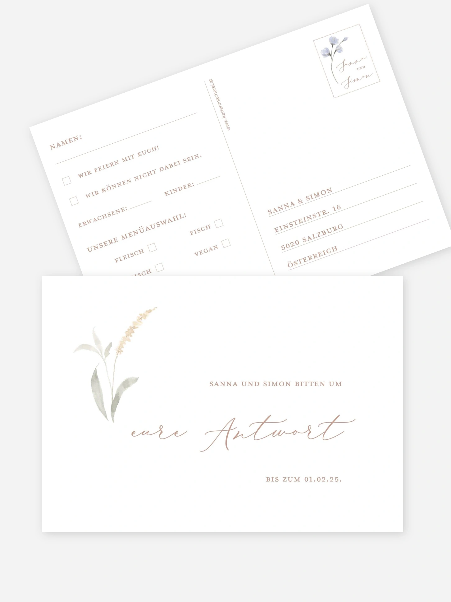 Antwortkarte Hochzeit Evigt