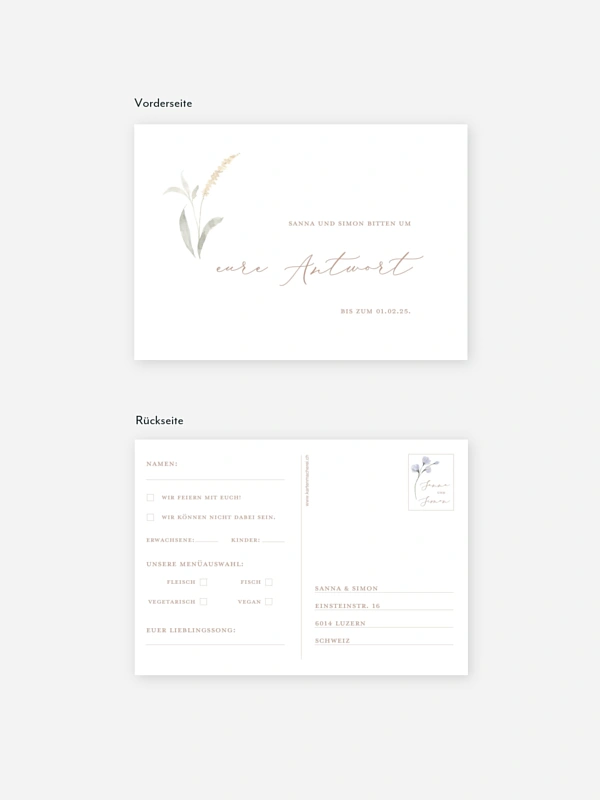 Antwortkarte Hochzeit Evigt