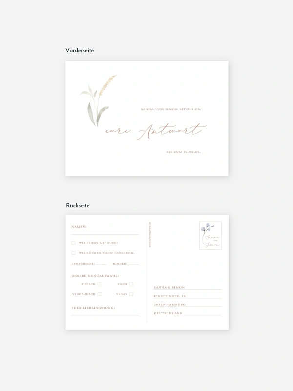 Antwortkarte Hochzeit Evigt