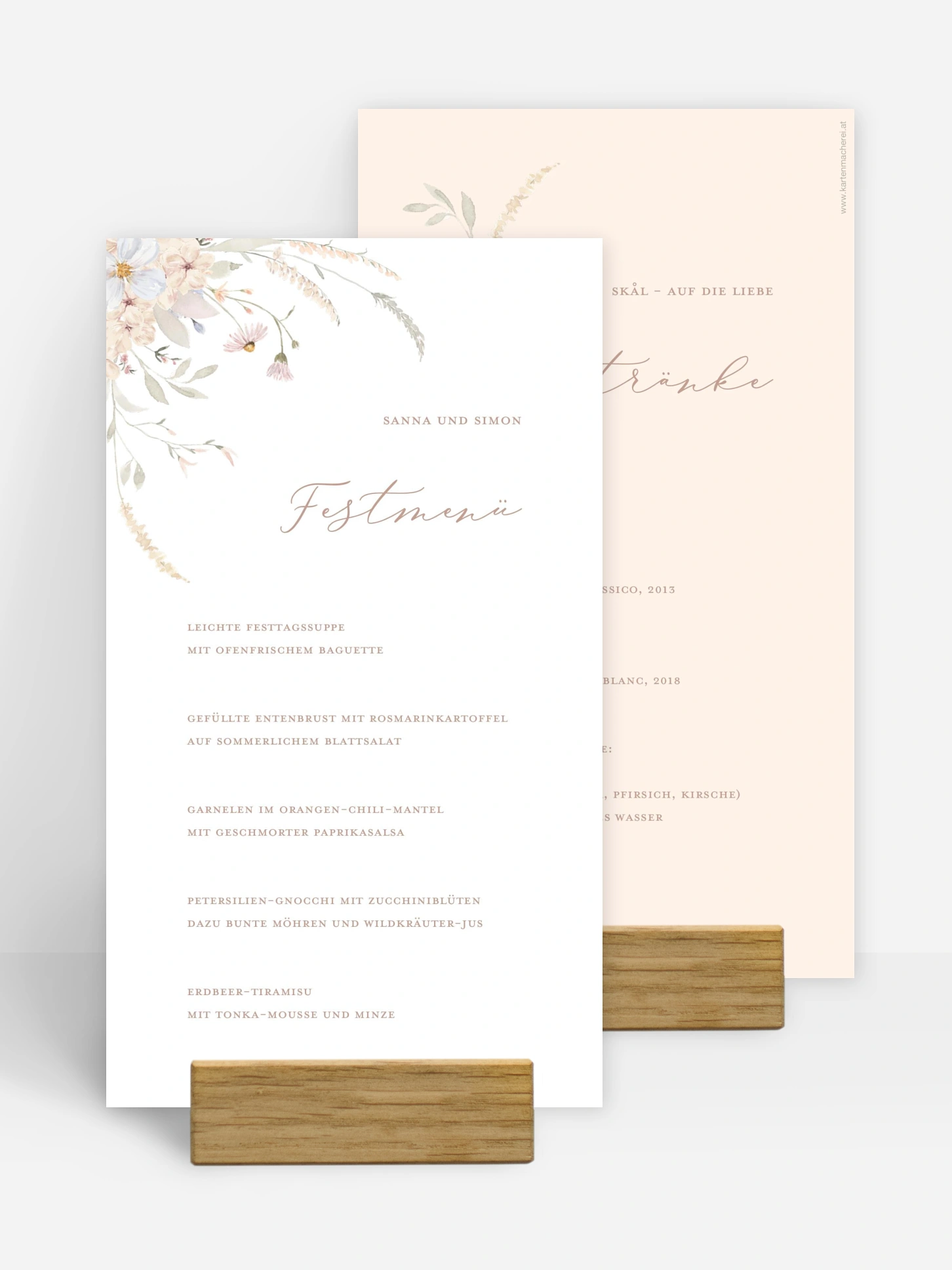 Menükarte Hochzeit Evigt