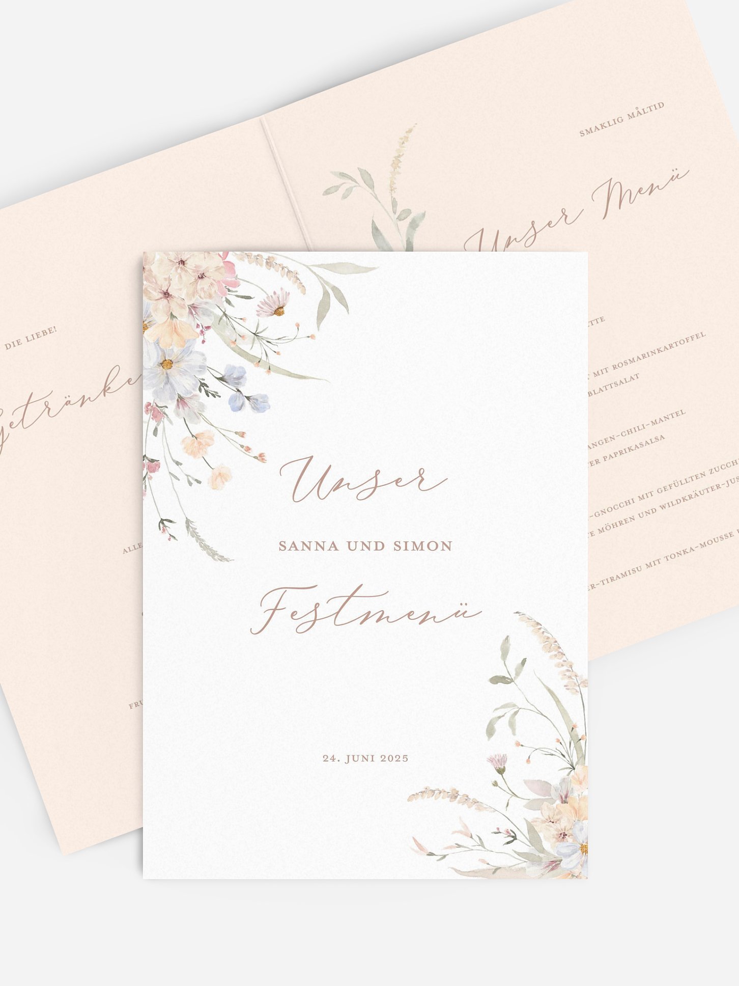 Menükarte Hochzeit Evigt