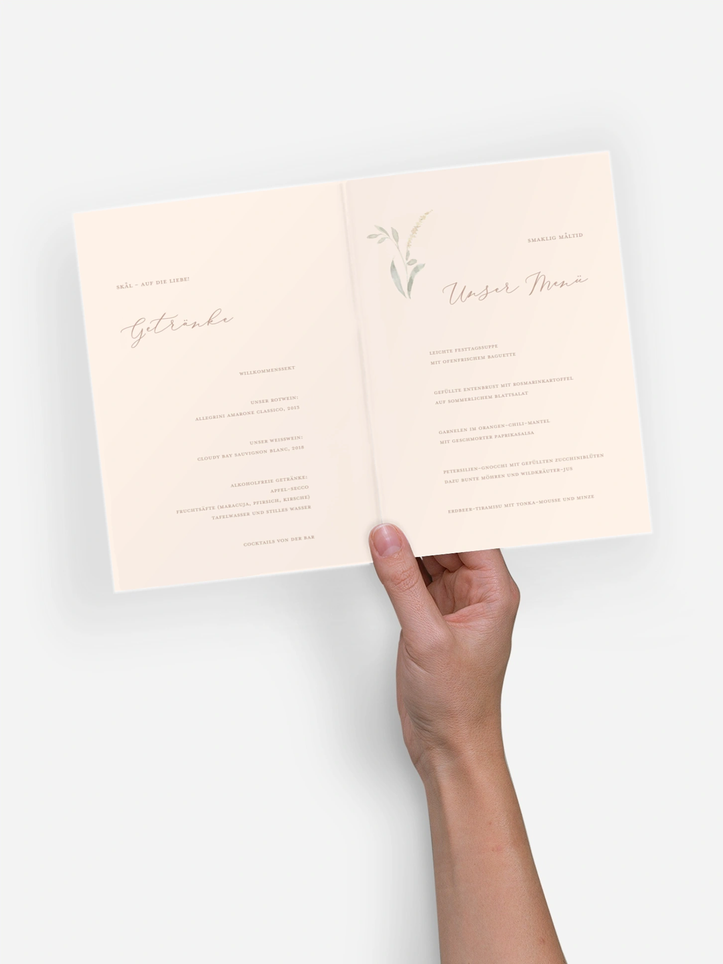 Menükarte Hochzeit Evigt