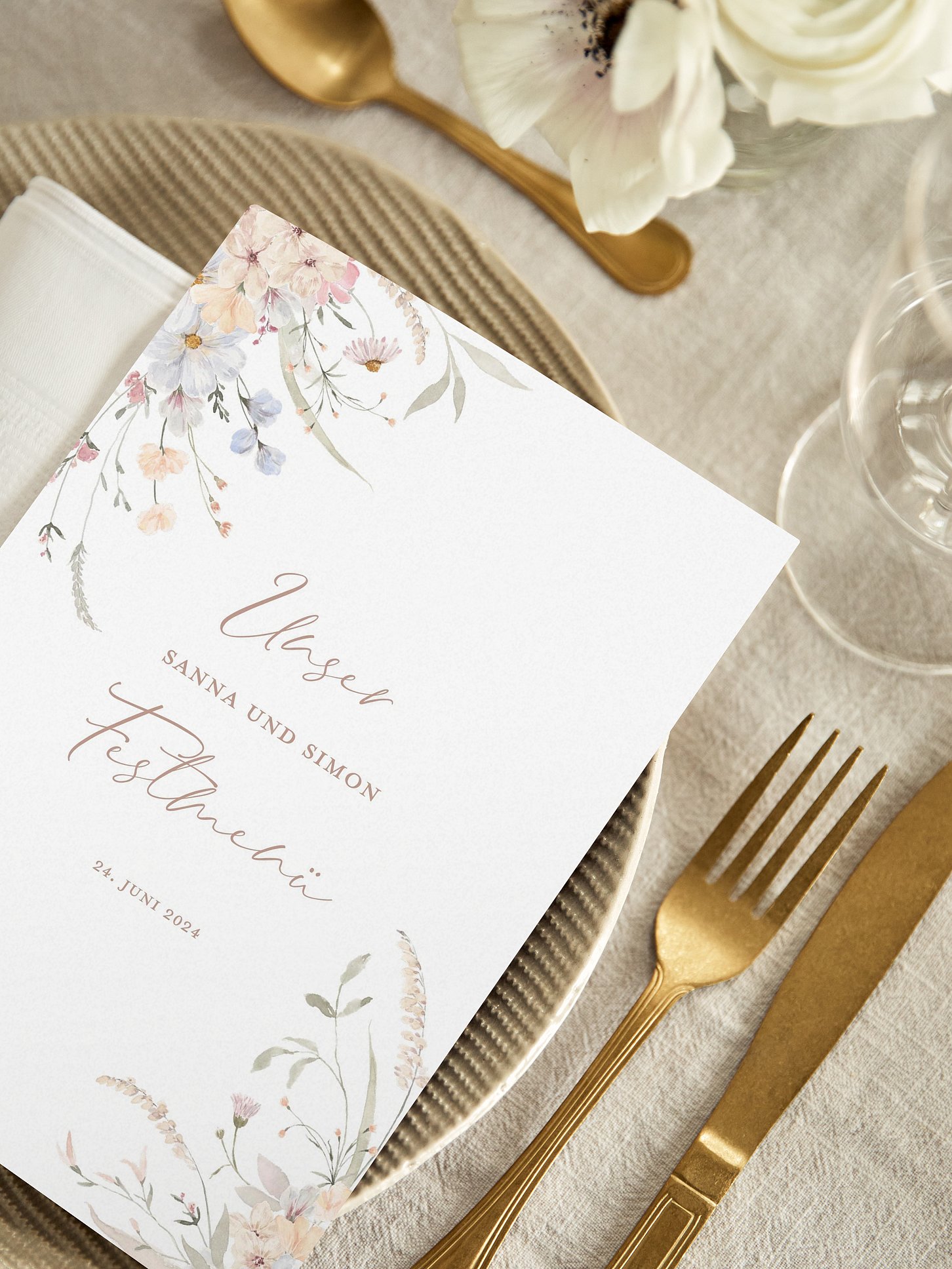 Menükarte Hochzeit Evigt