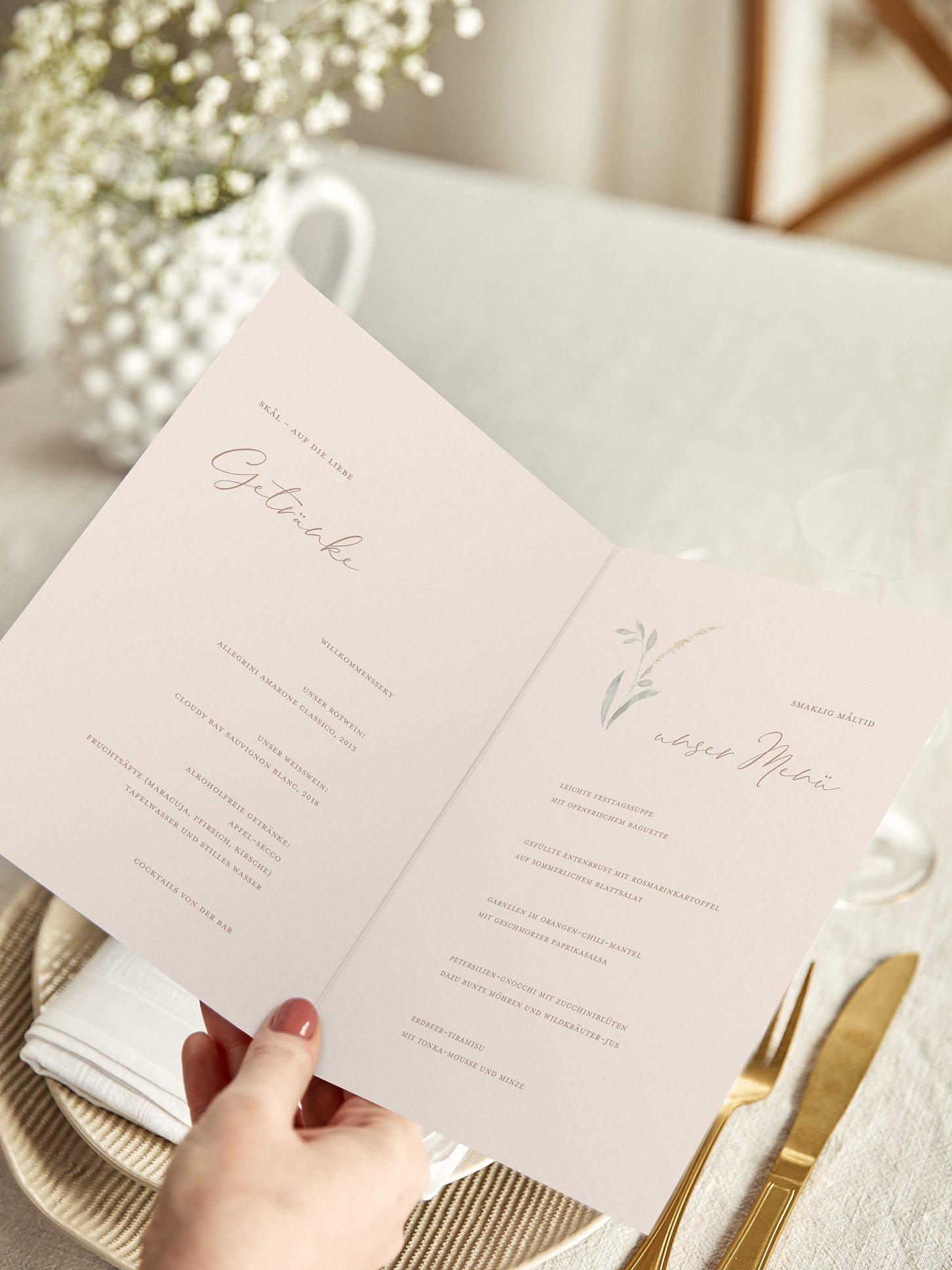 Menükarte Hochzeit Evigt