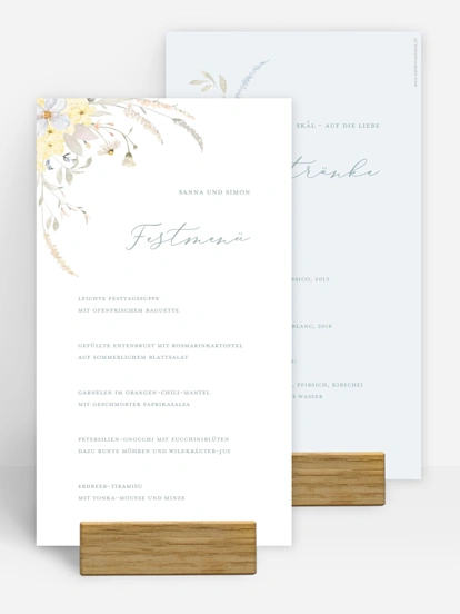 Menükarte Hochzeit Evigt