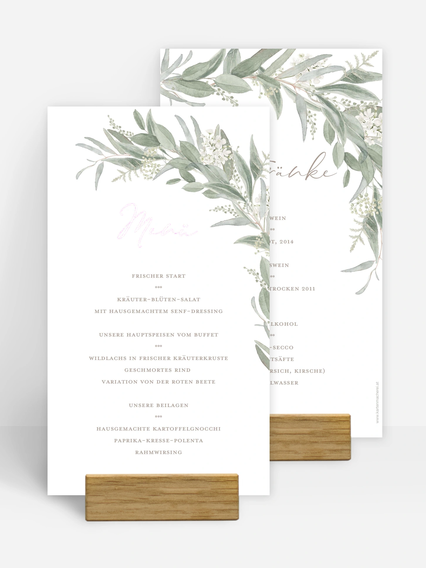 Menükarte Hochzeit Dear Greenery