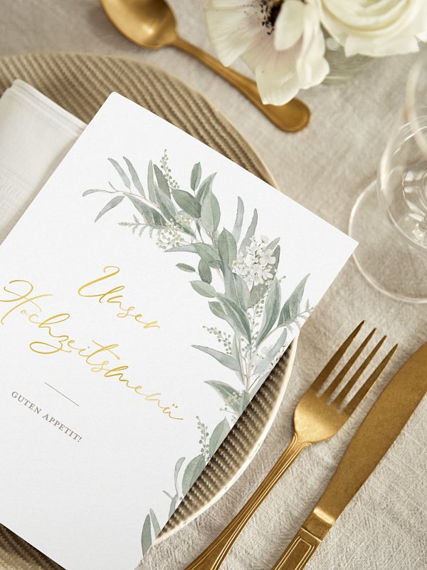 Menükarte Hochzeit Dear Greenery