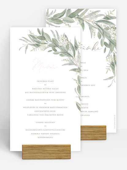 Menükarte Hochzeit Dear Greenery