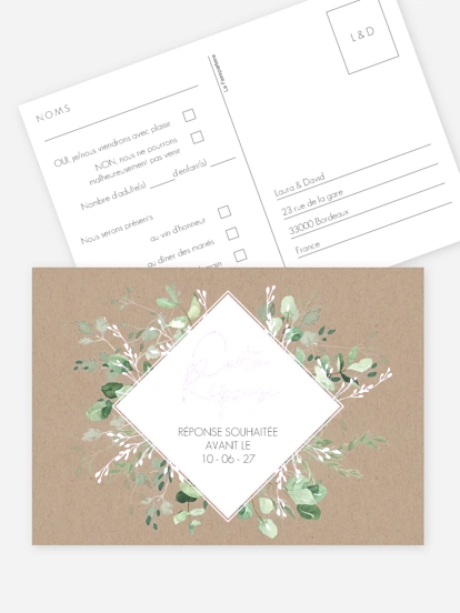 Carton réponse Gold, green and kraft