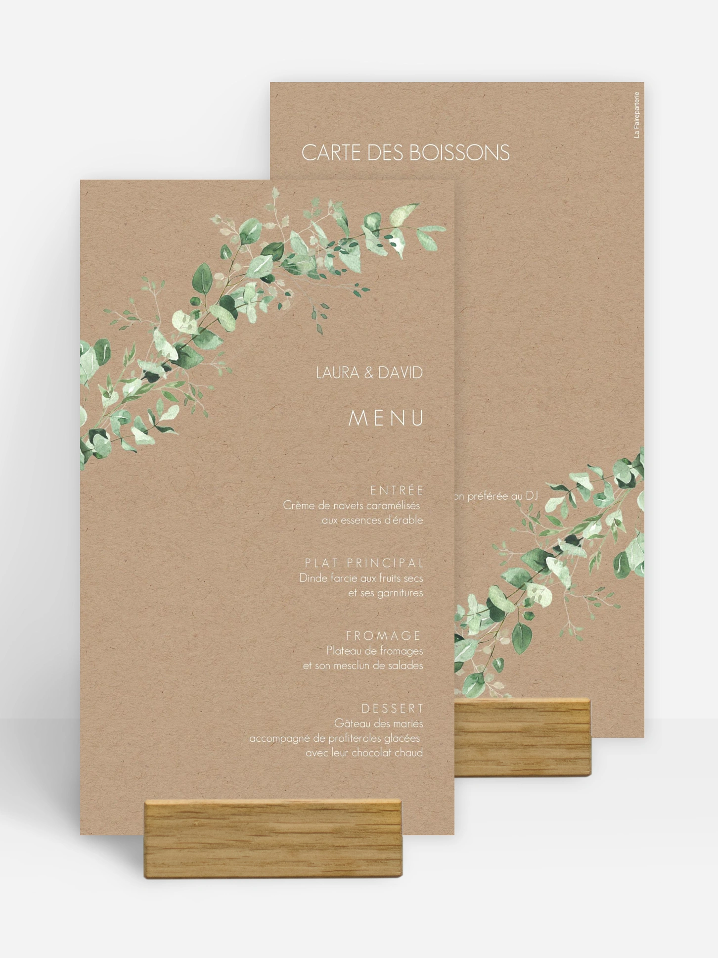 Menu mariage Gold, green and kraft