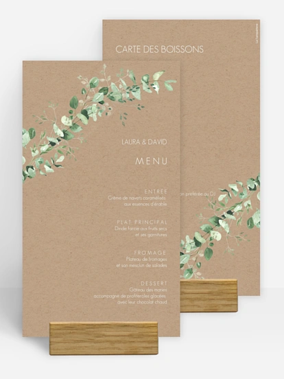 Menu mariage Gold, green and kraft