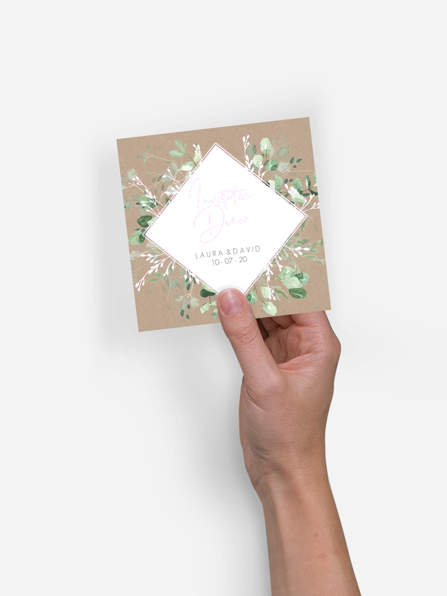 Carton d'invitation Gold, green and kraft