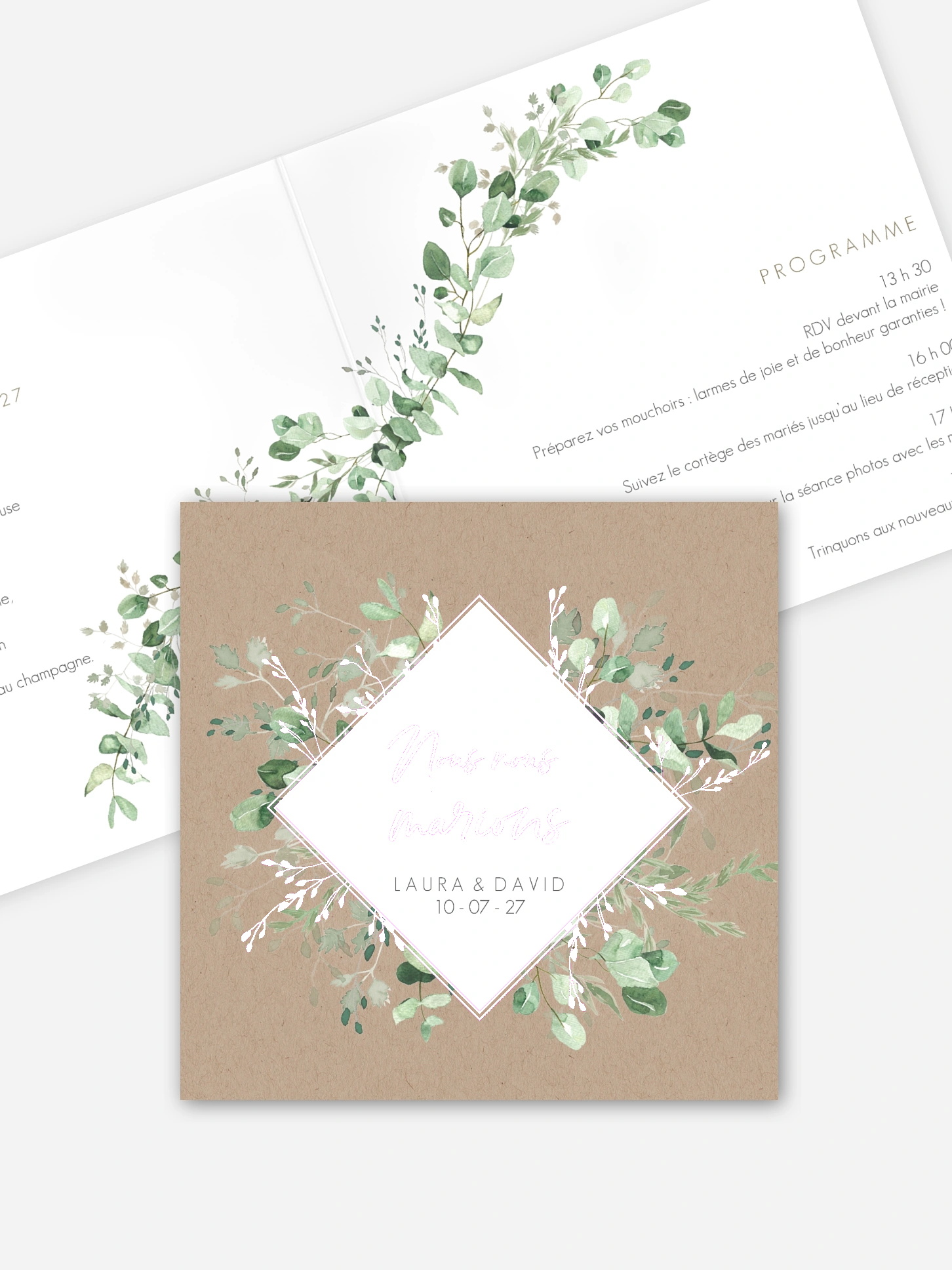 Faire-part de mariage Gold, green and kraft