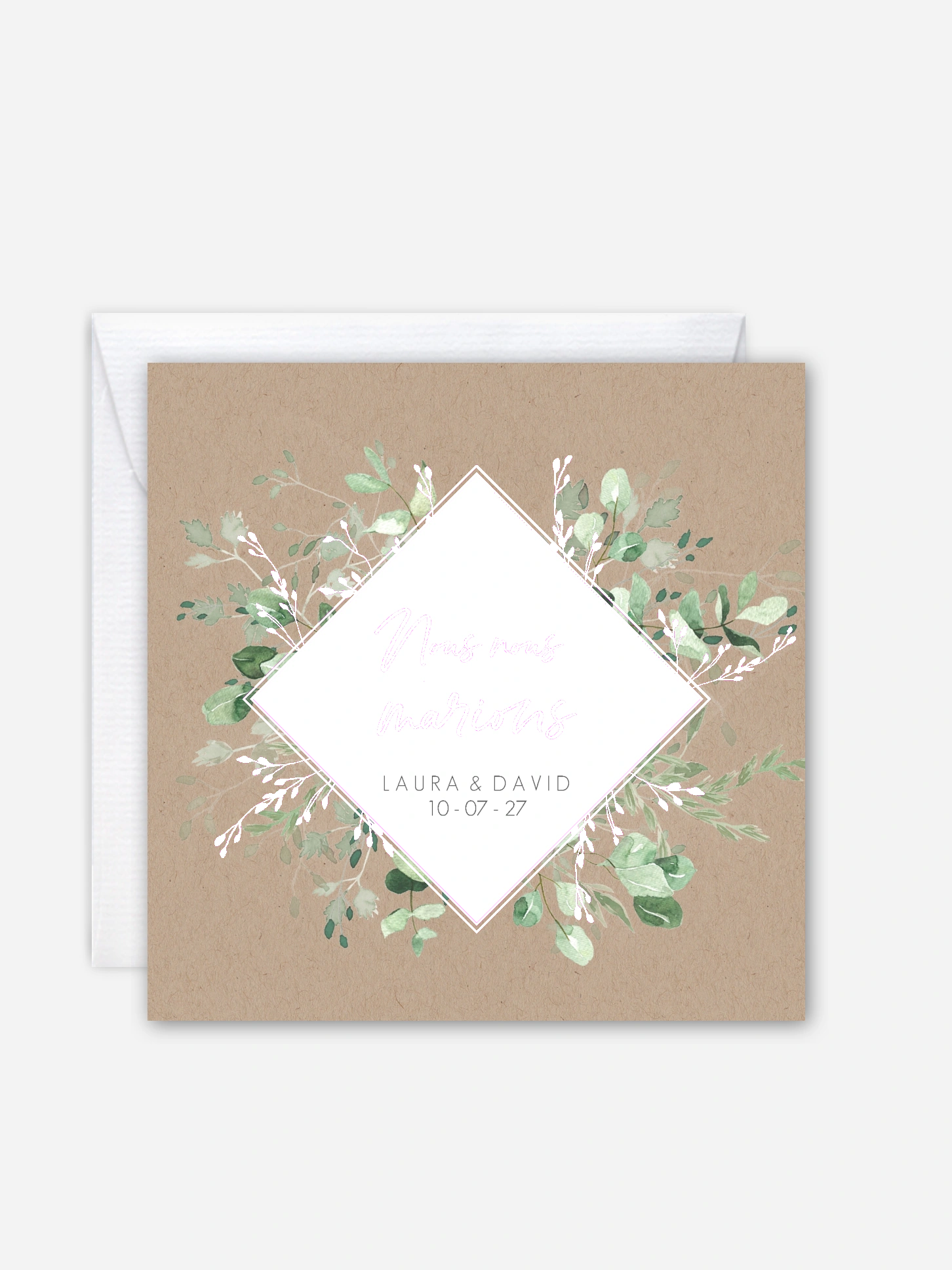 Faire-part de mariage Gold, green and kraft