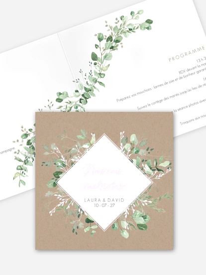 Faire-part de mariage Gold, green and kraft