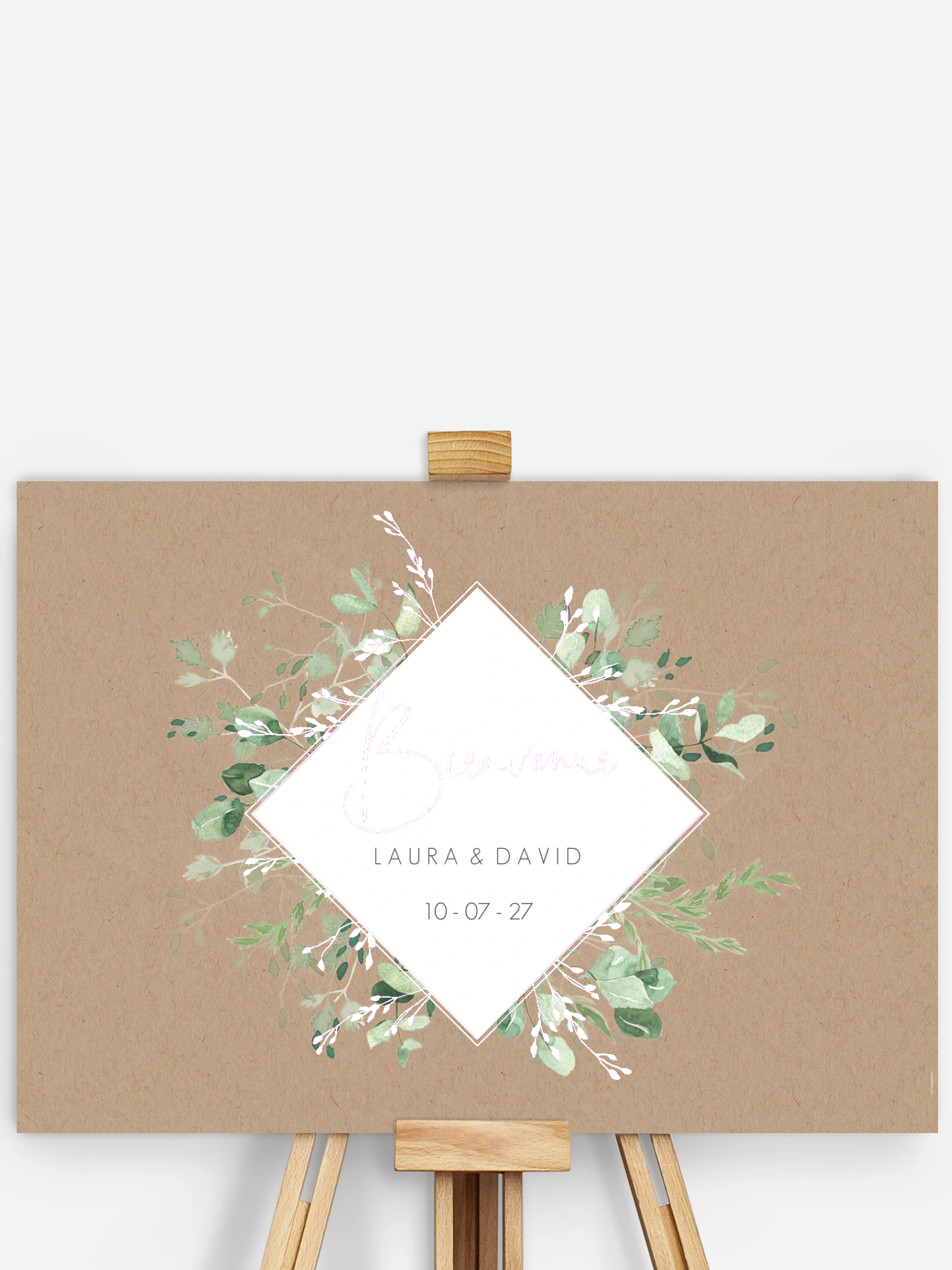 Poster bienvenue mariage Gold, green and kraft