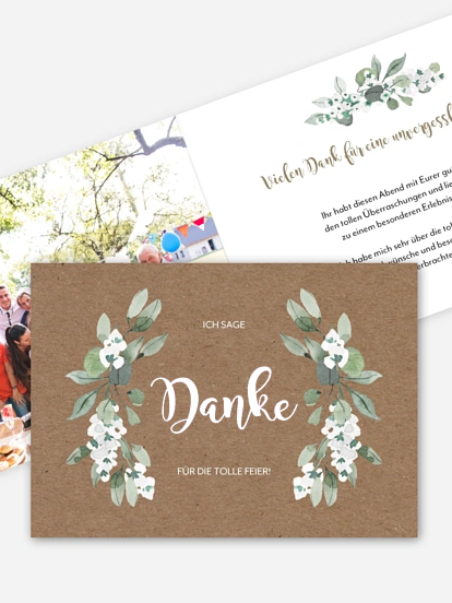 Dankeskarte Geburtstag Rustic Powder Green