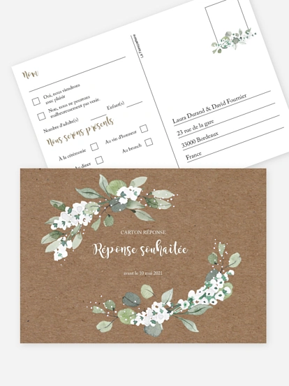 Carton réponse Anneau champêtre effet kraft