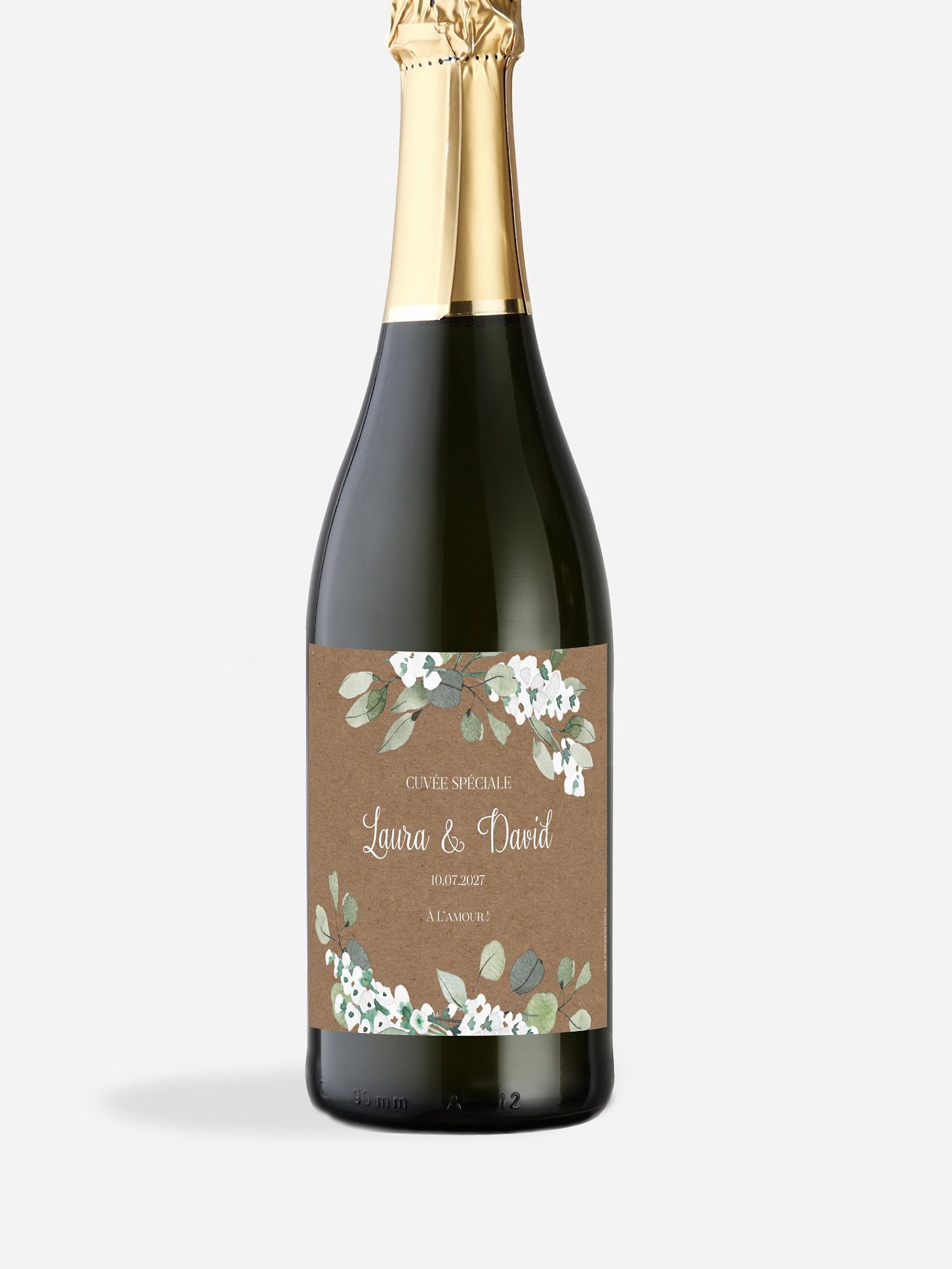 Étiquette bouteille Anneau champêtre effet kraft