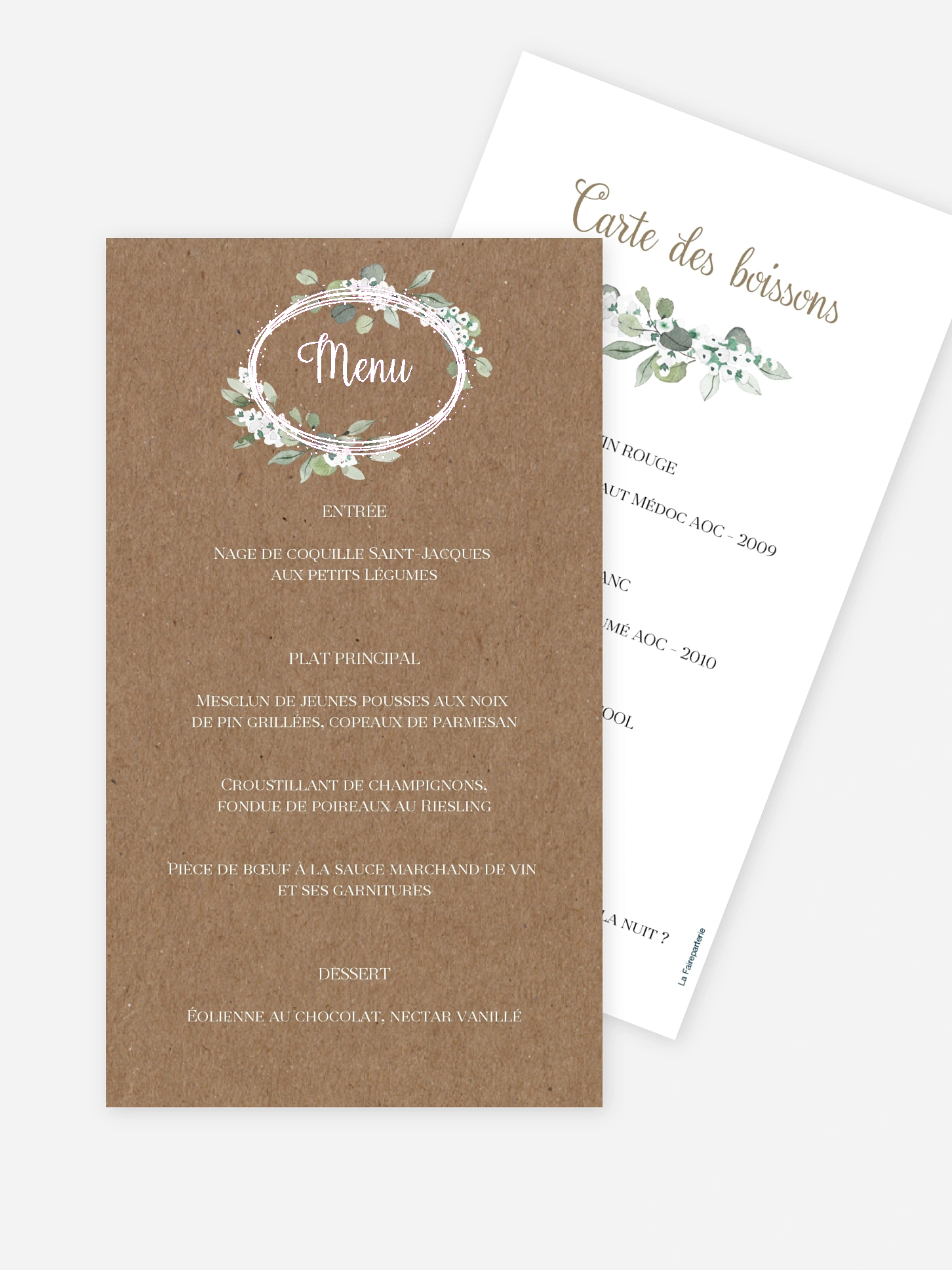 Menu mariage Anneau champêtre effet kraft