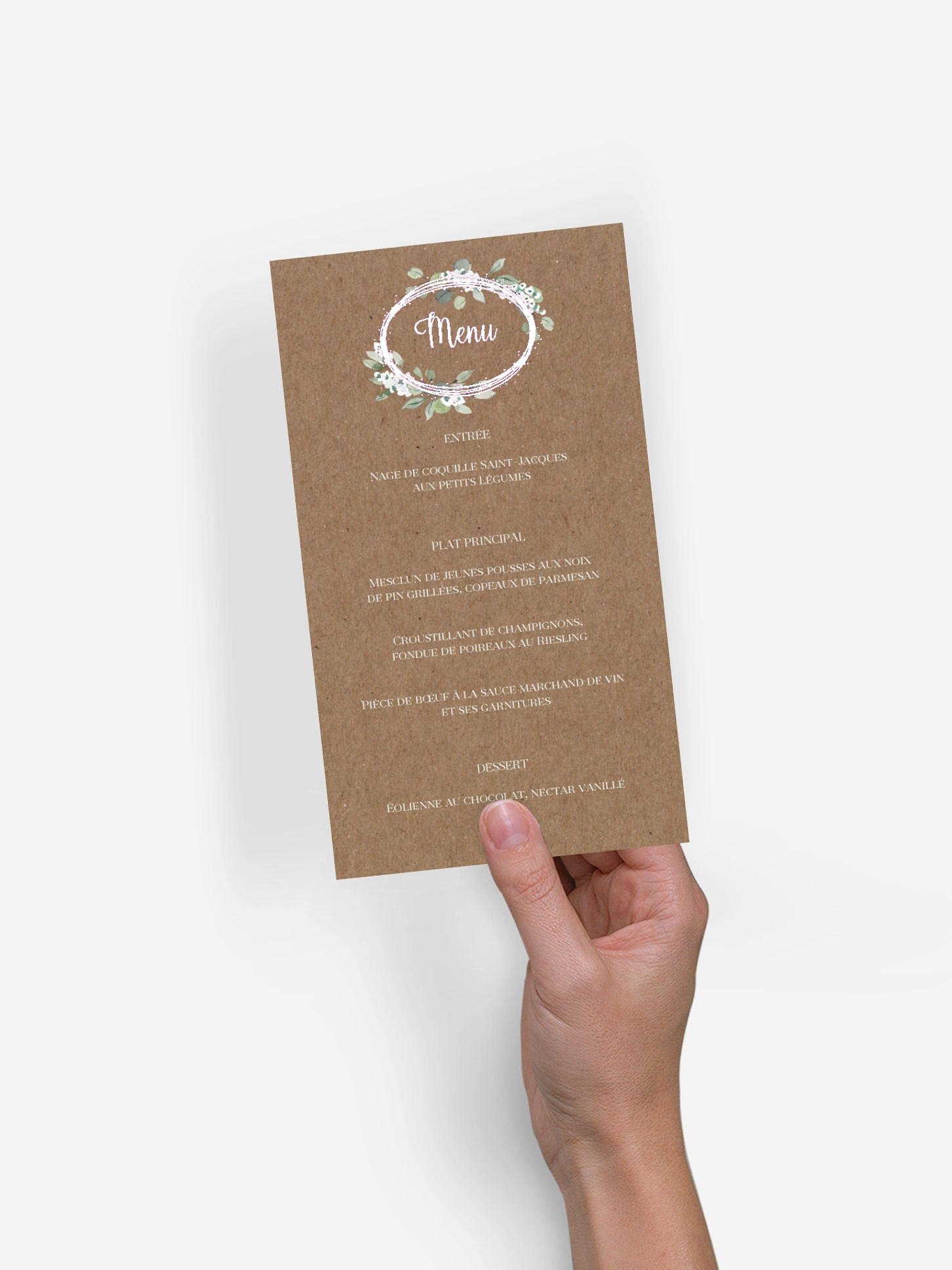 Menu mariage Anneau champêtre effet kraft