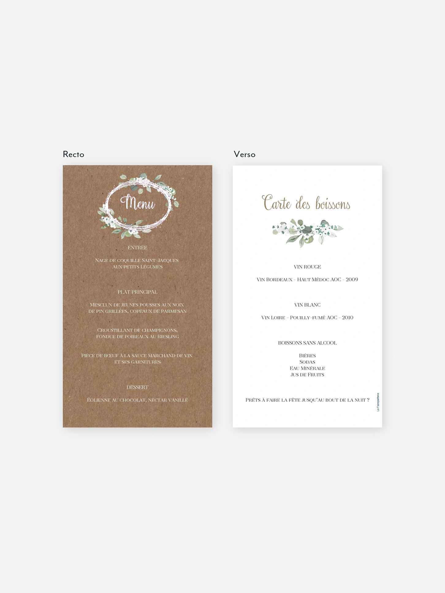 Menu mariage Anneau champêtre effet kraft